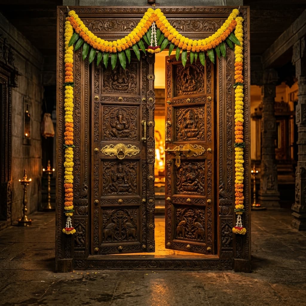 Carved Wooden Door Left